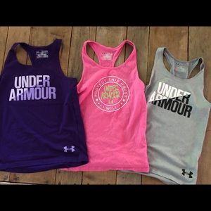 Girls size small Under Armour tanks